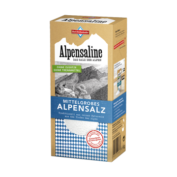 Alpensaline - Das Salz der Alpen - Mittelgrobes Alpensalz 1 kg Paket