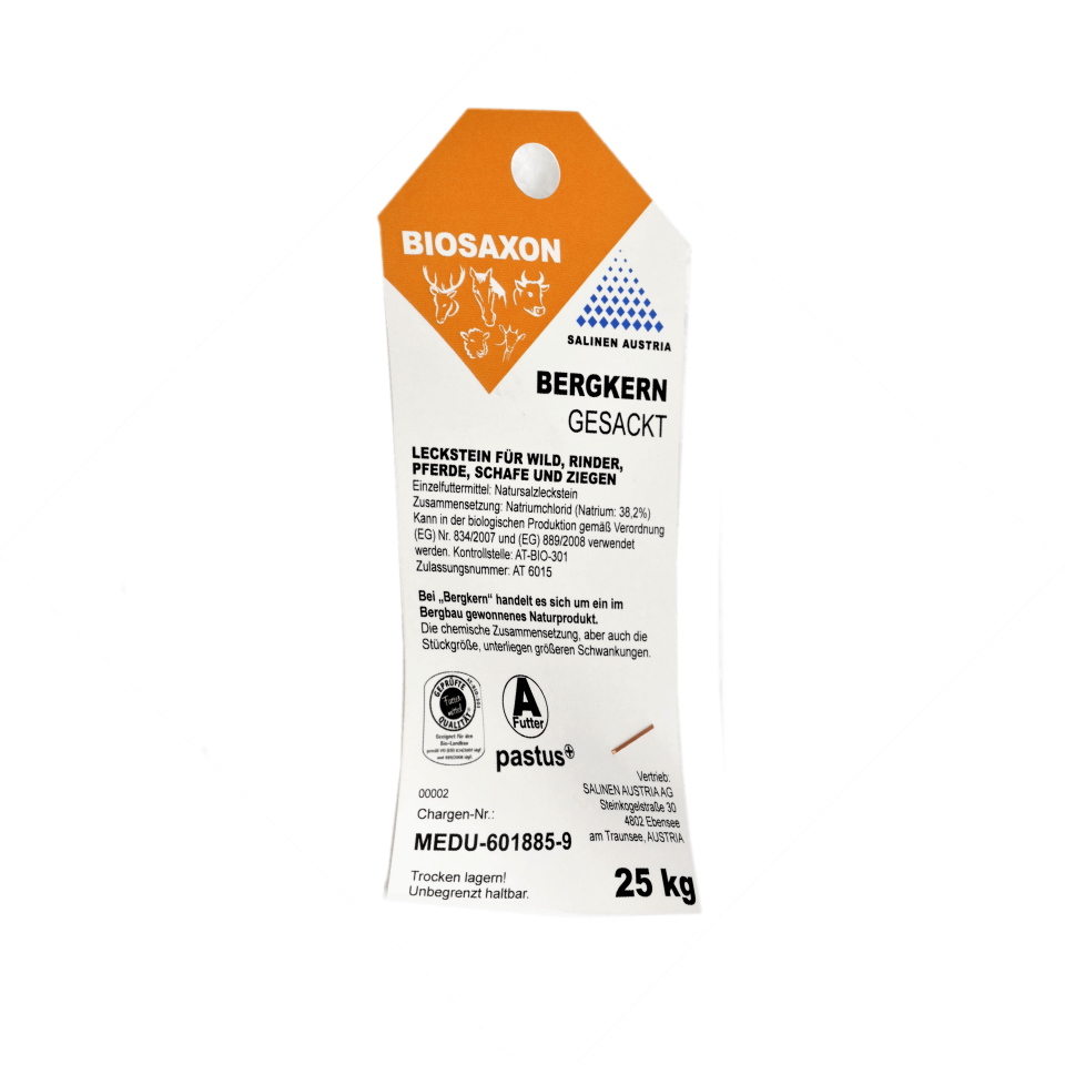 BIOSAXON Bergkern Natursalzlecksteine gebrochen im 25 kg Sack 