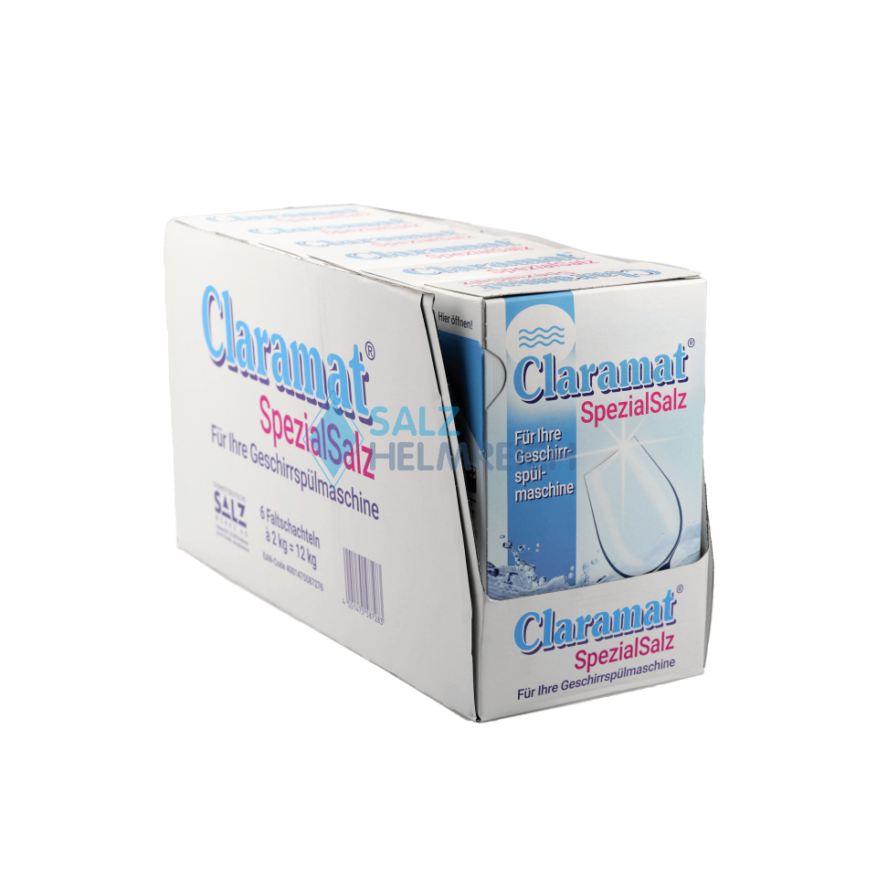 Geschirrspülmaschinensalz 6 x 2 kg Claramat Wasserenthärtung Geschirrspülmaschinensalz 6 x 2 kg Claramat Wasserenthärtung