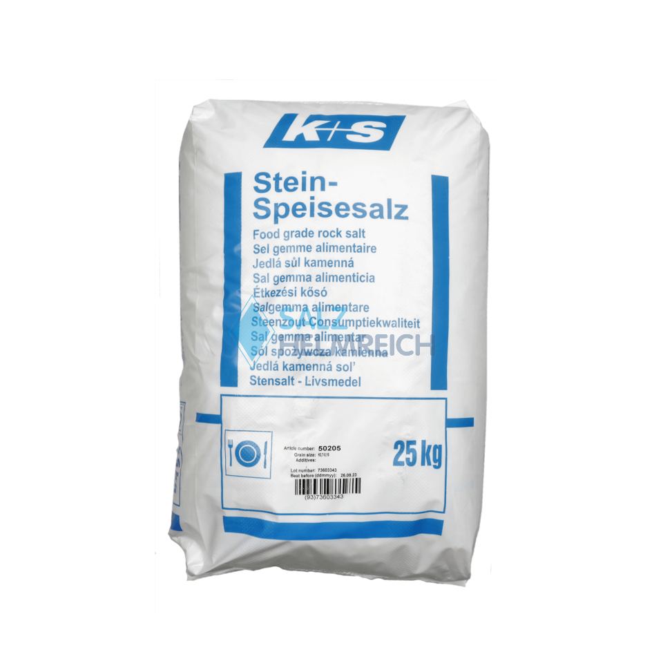 Stein-Speisesalz fein ohne Trennmittel 0,16-0,7 mm im 25 kg Sack