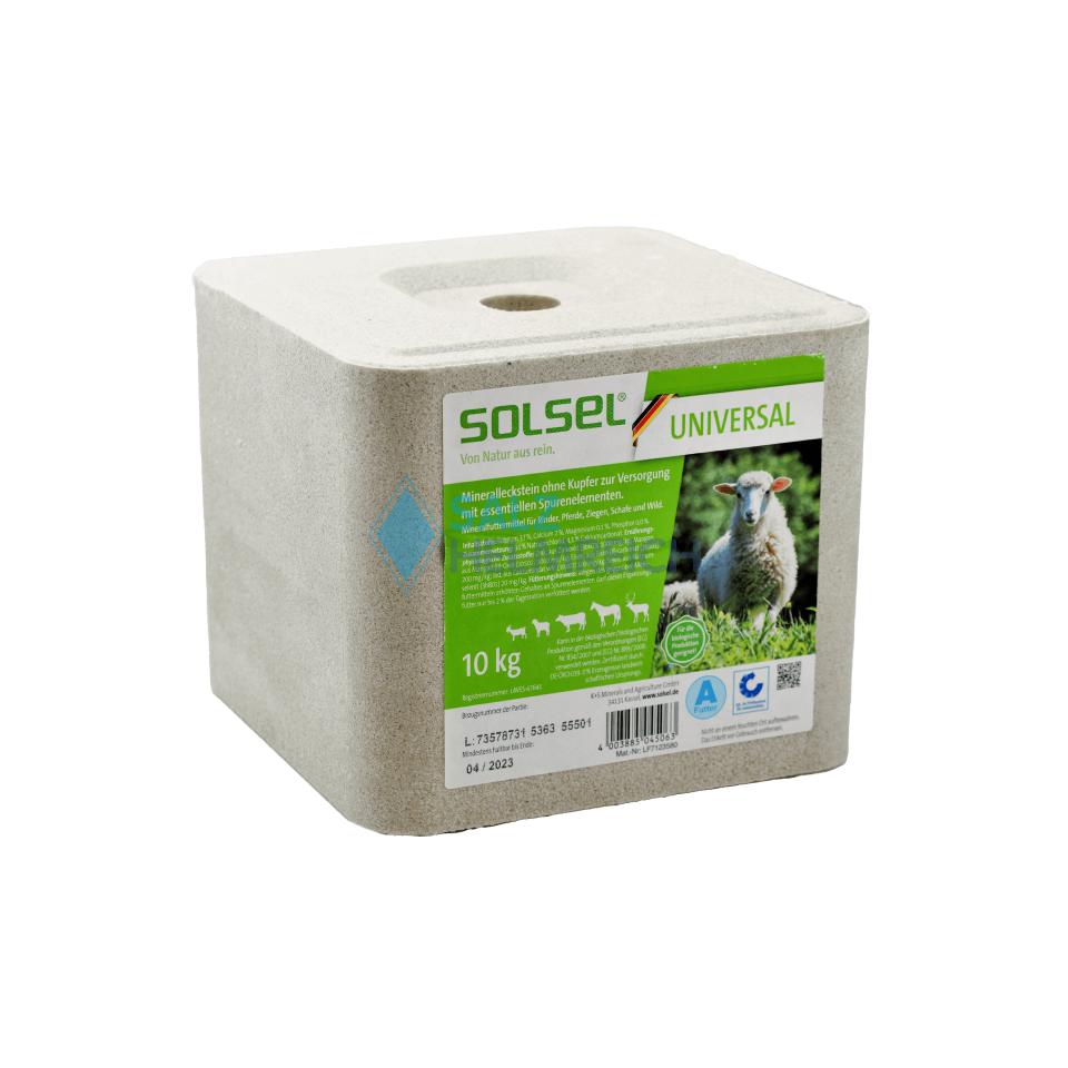 SOLSEL UNIVERSAL Mineralleckstein ohne Kupfer mit Loch gepresst 10 kg