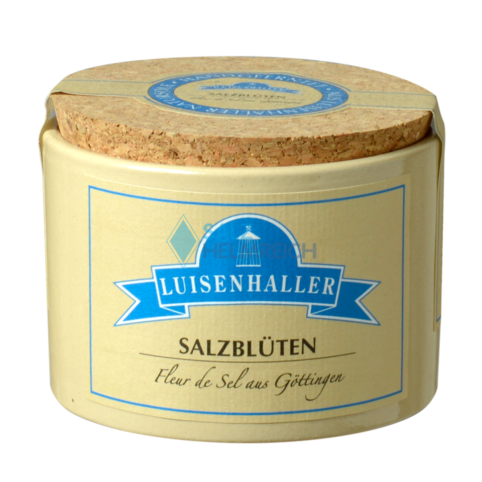 Luisenhaller Pfannensalz Salzblüten 60 Gramm im Tontopf Luisenhaller Pfannensalz Salzblüten 60 Gramm im Tontopf