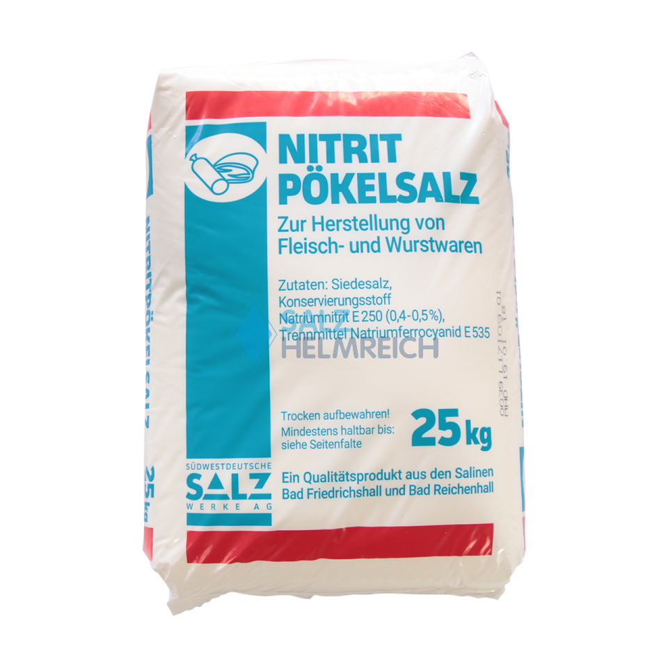 Siede-Nitritpökelsalz mit 0,4-0,5 % Nitrit im 25 kg Sack Siede-Nitritpökelsalz mit 0,4-0,5 % Nitrit im 25 kg Sack