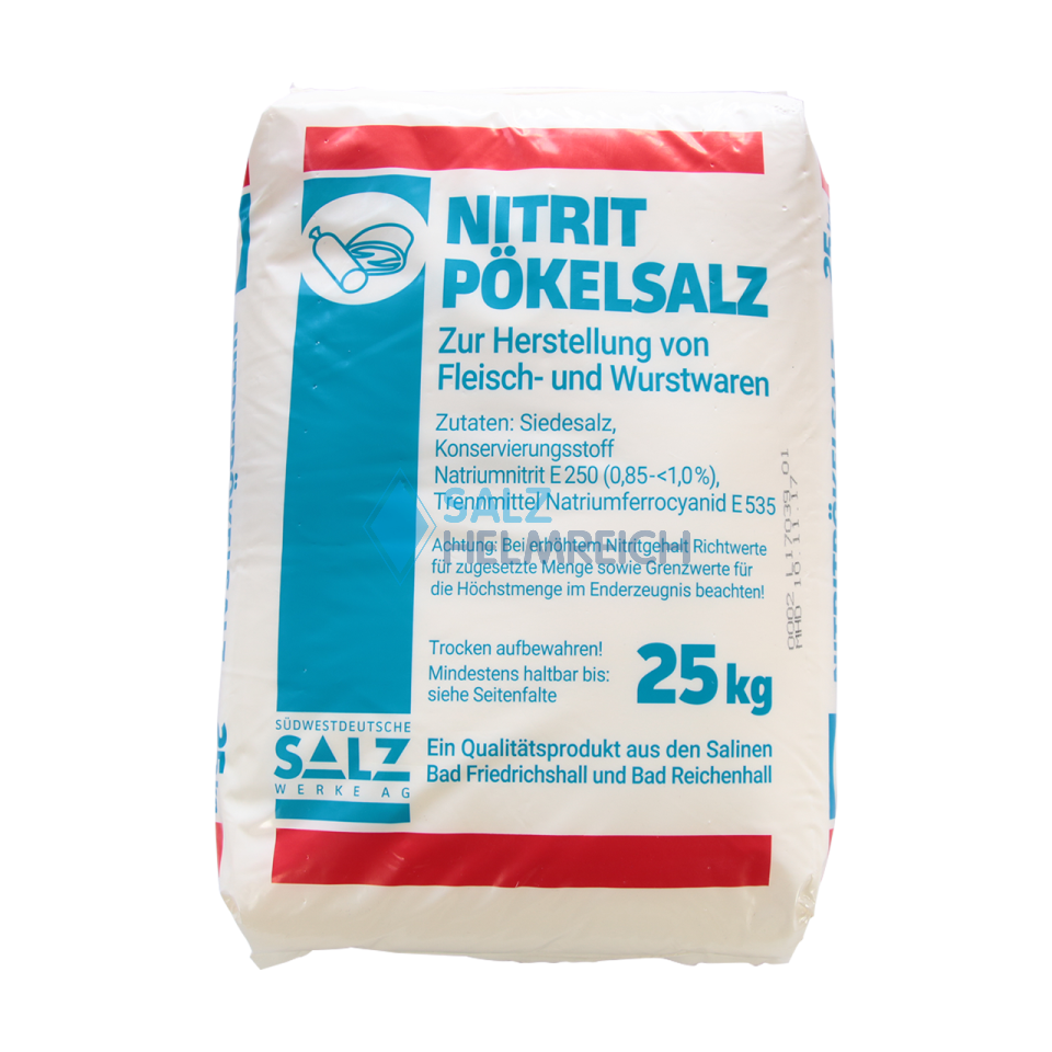 Siede-Nitritpökelsalz mit 0,8-0,9 % Nitrit im 25 kg Sack Siede-Nitritpökelsalz mit 0,8-0,9 % Nitrit im 25 kg Sack