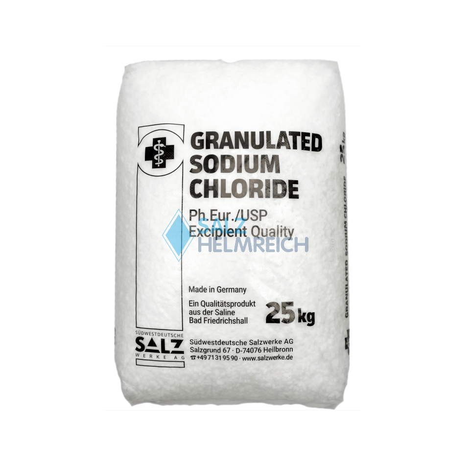 Natriumchlorid Sodiumchlorid Ph.Eur./USP Excipient Quality im 25 kg Sack Natriumchlorid Sodiumchlorid Ph.Eur./USP Excipient Quality im 25 kg Sack