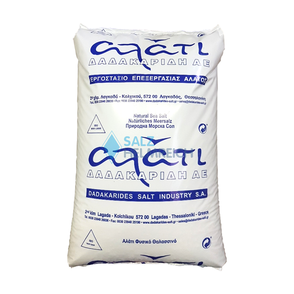 Poolsalz - fein 0-1 mm naturreines Meersalz 99,3% NaCl aus dem ionischen Meer im 25 kg Sack Poolsalz - fein 0-1 mm naturreines Meersalz 99,3% NaCl aus dem ionischen Meer im 25 kg Sack