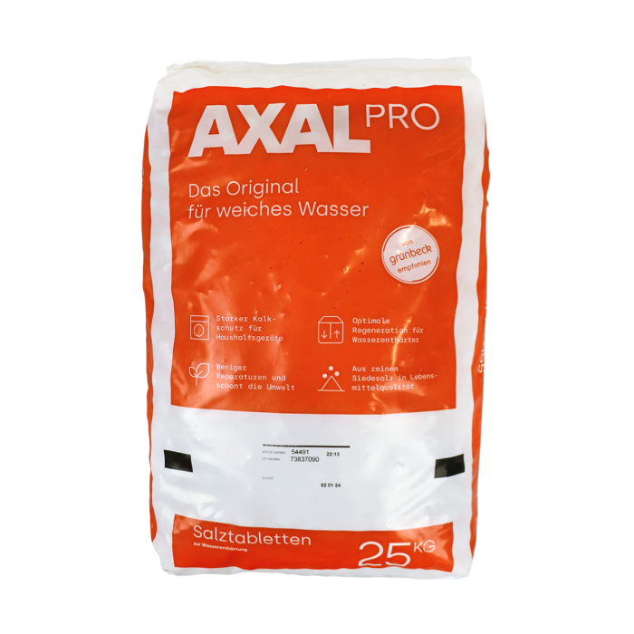 Axal  PRO Siedesalztabletten nach DIN EN 973 Typ A im 25 kg Sack