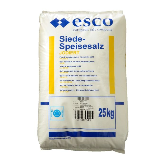 Siede-Speisesalz Pudersalz extrafein 0-0,3 mm jodiert im 25 kg Sack