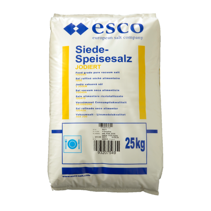 Siede-Speisesalz Pudersalz extrafein 0-0,3 mm jodiert im 25 kg Sack
