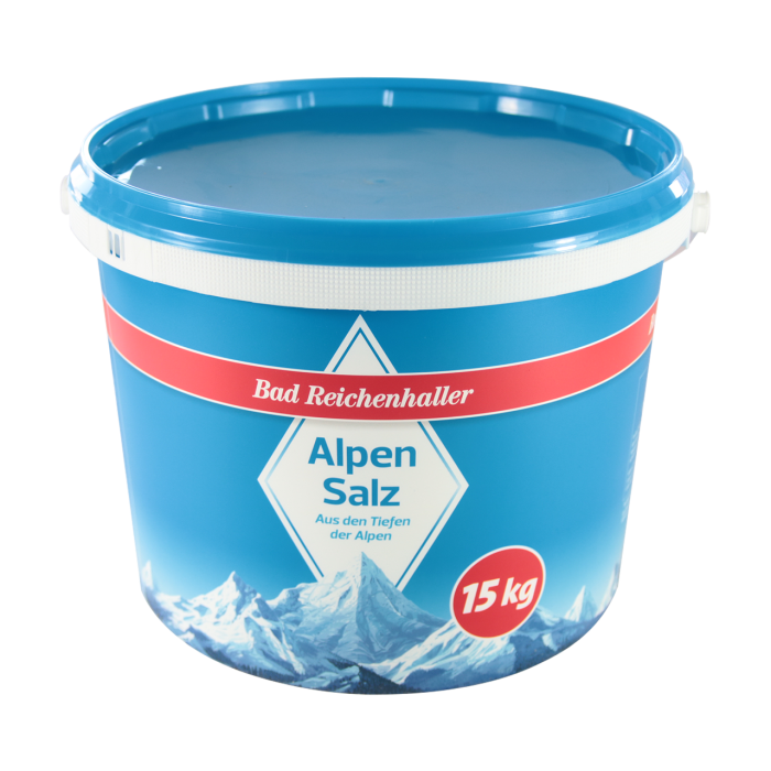 Bad Reichenhaller AlpenSalz Siede-Speisesalz fein  0-1 mm im 15 kg Eimer