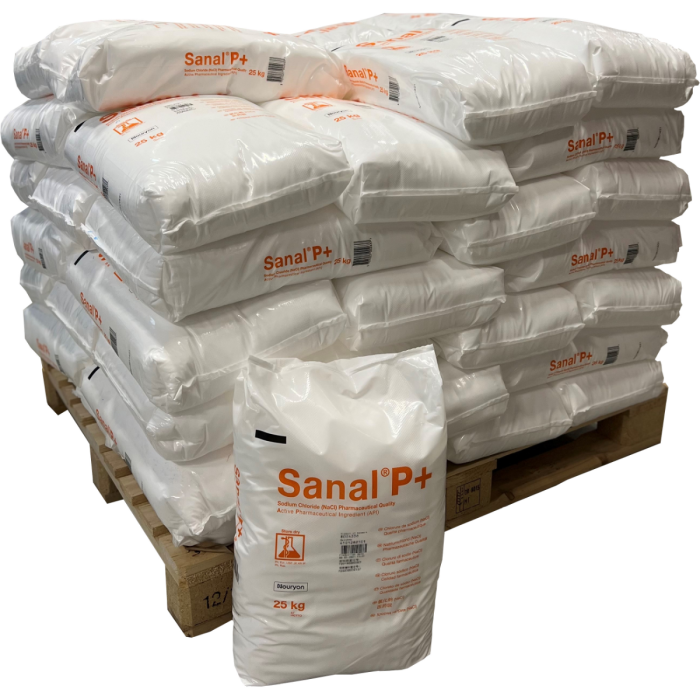 49 x 25 kg SANAL® P+ (Akzo) Nouryon Sodium Chloride pharmazeutische Qualität Pharmasalz