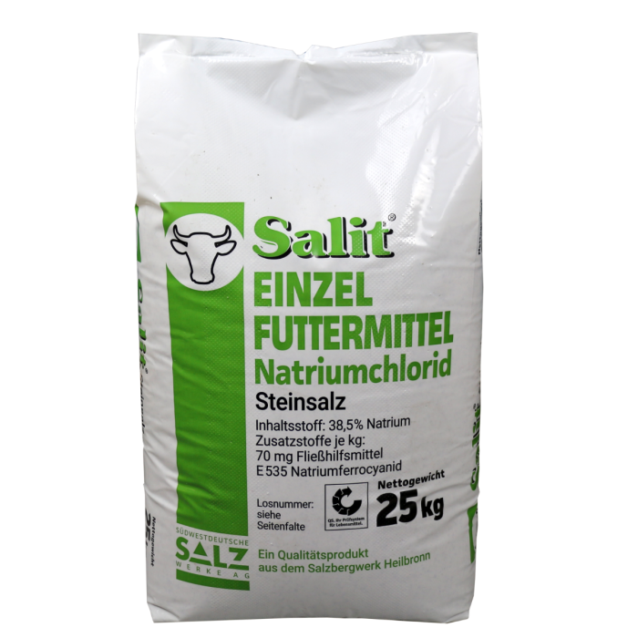 Salit Einzelfuttermittel Viehsalz Natriumchlorid Steinsalz 0-16mm im 25kg Sack