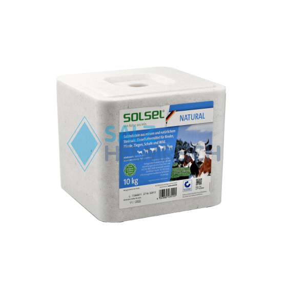 SOLSEL ® NATURAL Salzleckstein mit Loch, gepresst 10 kg