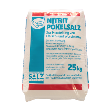 Siede-Nitritpökelsalz mit 0,5-0,6 % Nitrit im 25 kg Sack