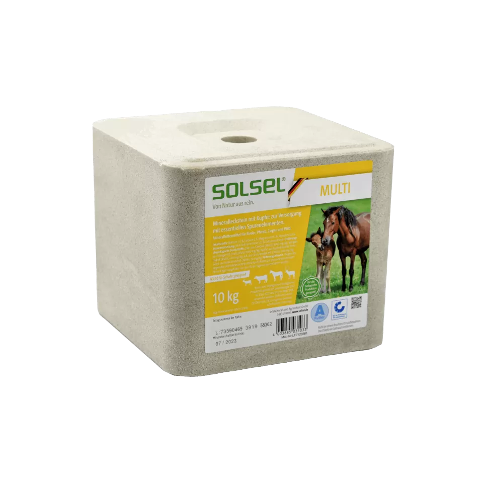 SOLSEL ® Multi Mineralleckstein mit Kupfer mit Loch gepresst 10 kg SOLSEL ® Multi Mineralleckstein mit Kupfer mit Loch gepresst 10 kg