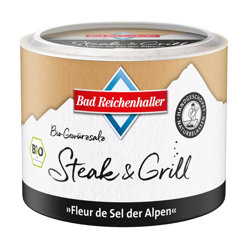 Alpensaline Bio-Gewürzsalz Steak & Grill Fleur de Sel der Alpen 90 g Dose Alpensaline Bio-Gewürzsalz Steak & Grill Fleur de Sel der Alpen 90 g Dose
