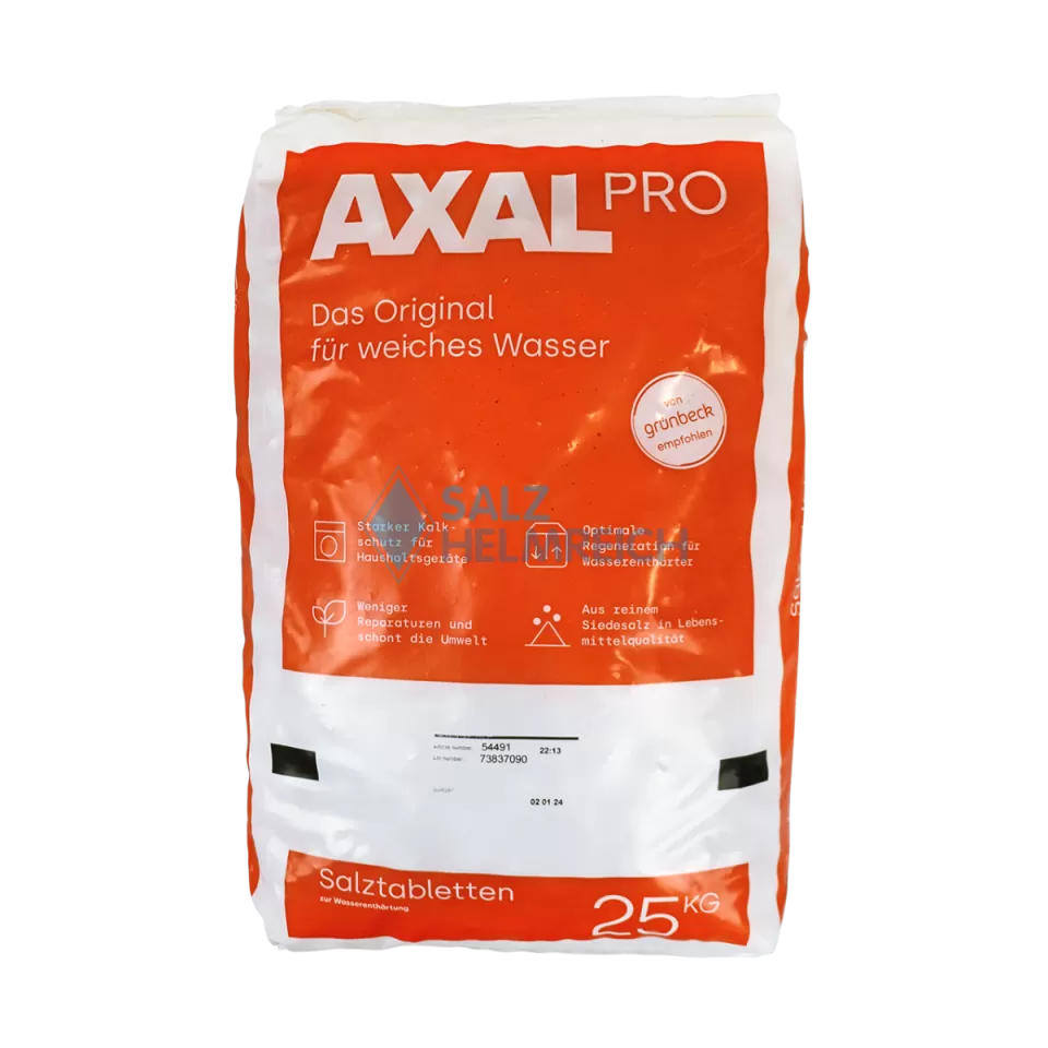 Axal PRO Siedesalztabletten nach DIN EN 973 Typ A im 25 kg Sack Axal PRO Siedesalztabletten nach DIN EN 973 Typ A im 25 kg Sack
