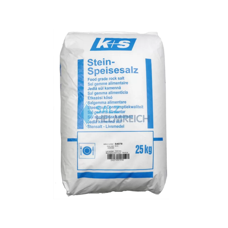 Stein-Speisesalz 1,5- 3,2 mm im 25 kg Sack Stein-Speisesalz 1,5- 3,2 mm im 25 kg Sack