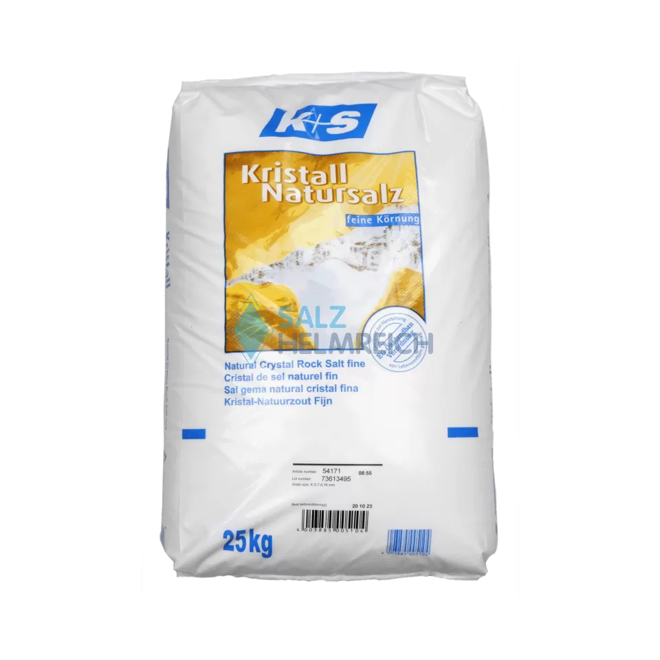 Kristall Natursalz fein ohne Zusätze im 25 kg Sack Kristall Natursalz fein ohne Zusätze im 25 kg Sack