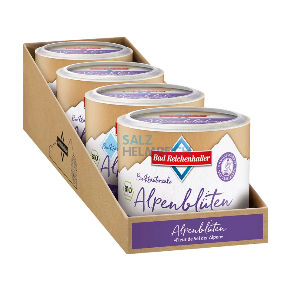 Alpensaline Bio-Kräutersalz Alpenblüten Fleur de Sel der Alpen 80 g Dose