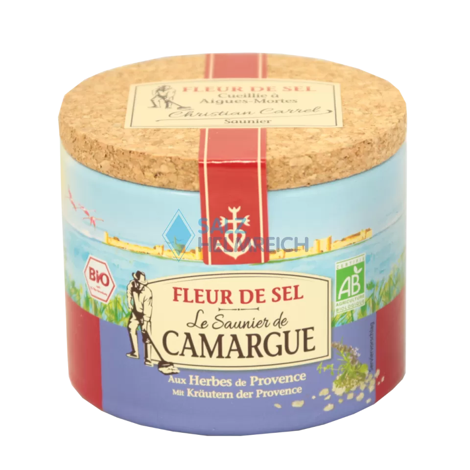 Fleur De Sel Gewürzmischung mit Kräutern der Provence 125 Gramm Dose aus der Camargue mit Korkdeckel Fleur De Sel Gewürzmischung mit Kräutern der Provence 125 Gramm Dose aus der Camargue mit Korkdeckel