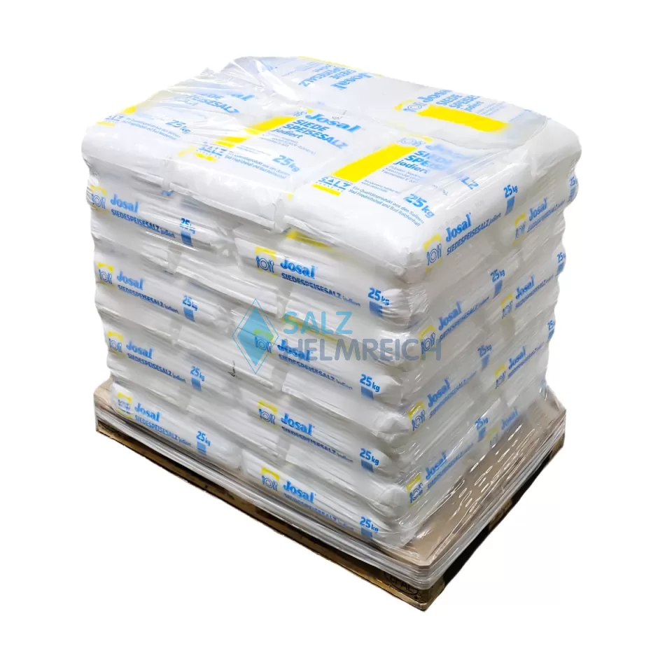 1000 kg Siede-Speisesalz fein jodiert 0-1mm 40 x 25 kg Sack auf Palette
