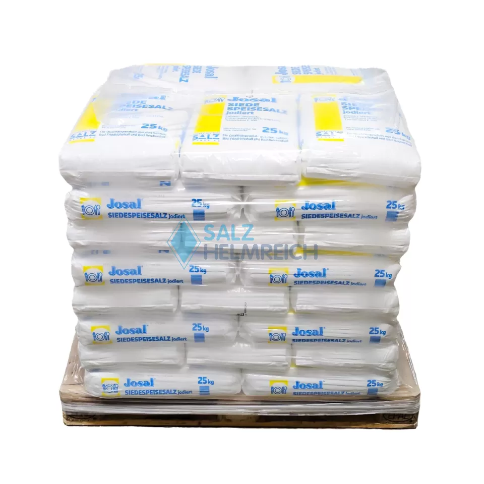 1000 kg Siede-Speisesalz fein jodiert 0-1mm 40 x 25 kg Sack auf Palette