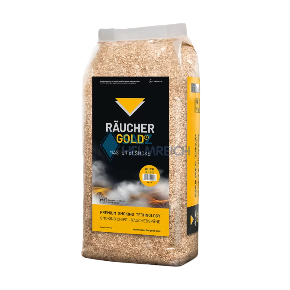 RÄUCHERGOLD® KL 1-4, Buchenholzspäne - original im 15 kg Sack RÄUCHERGOLD® KL 1-4, Buchenholzspäne - original im 15 kg Sack